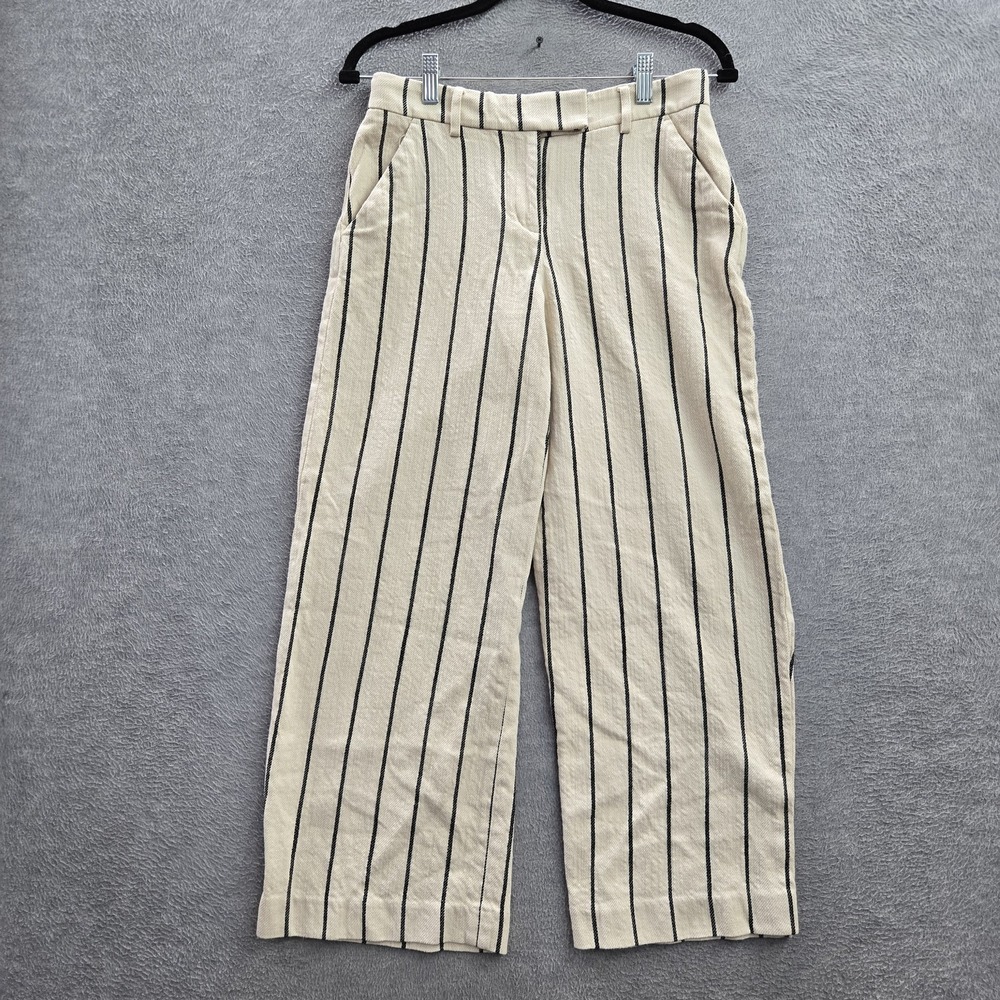 Express Women Pants 2S Beige Dress Pants Striped Editor Relaxed Trouser 25"